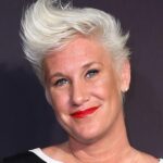 Anne Burrell Children smiling during a Food Network appearance