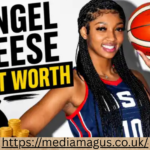Angel Reese net worth featured image showing the basketball star holding a basketball while highlighting her growing wealth, endorsements, and professional success.