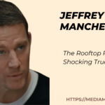 Portrait of Jeffrey Manchester, known as the Rooftop Robber, featured in a true crime graphic with the text "The Rooftop Robber's Shocking True Story."