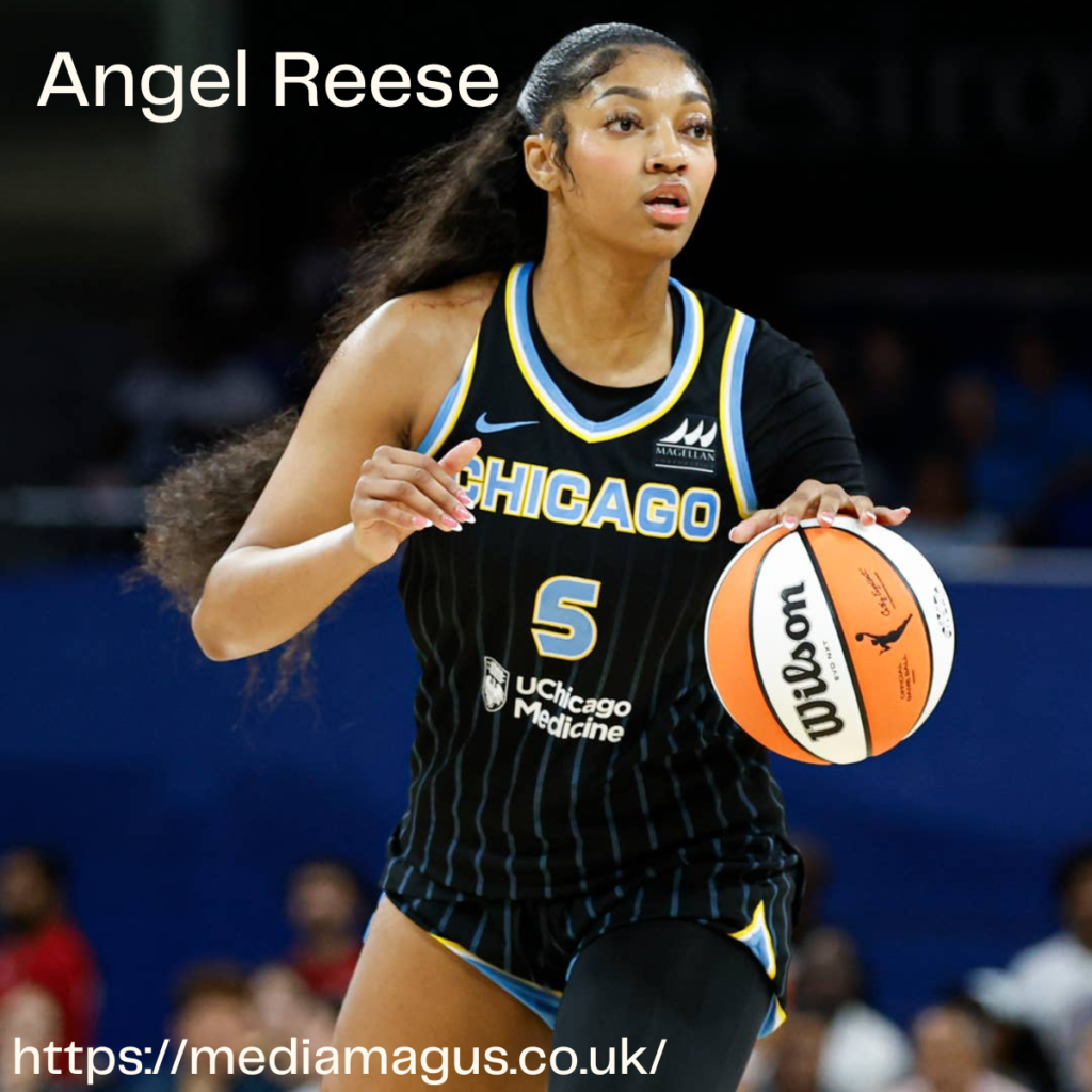 Angel Reese net worth featured image showing the basketball star holding a basketball while highlighting her growing wealth, endorsements, and professional success.