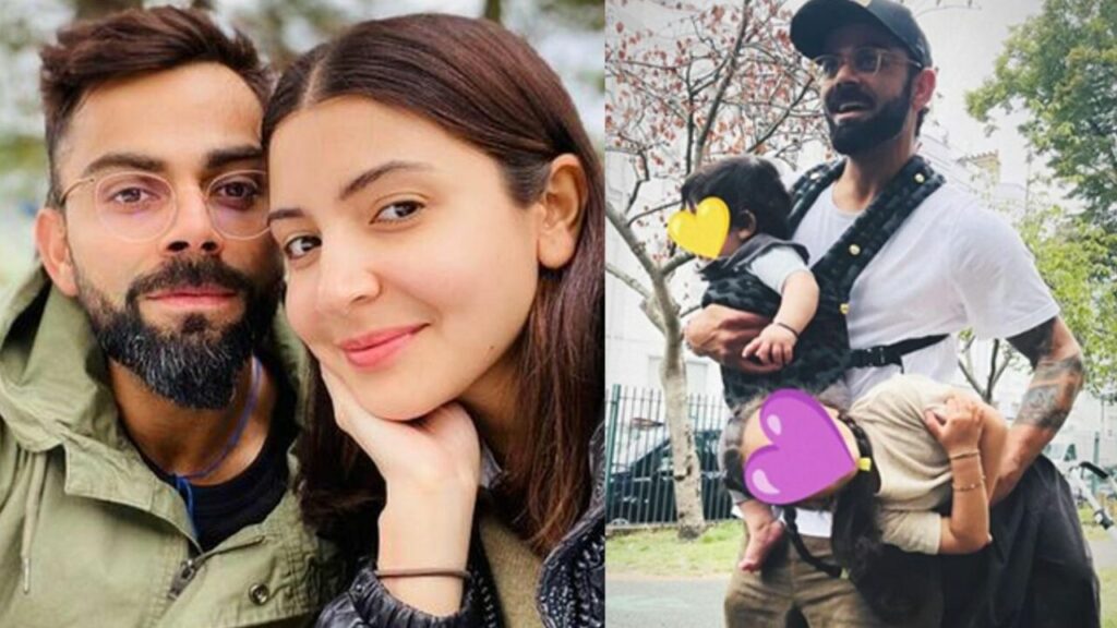Virat Kohli kids photo featuring Virat Kohli, Anushka Sharma, and their child during a heartwarming family outing.