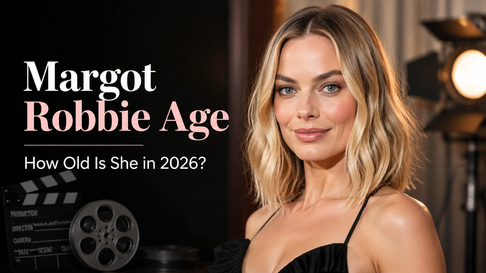Margot Robbie Age 2026 featuring Hollywood actress portrait with biography and career information
