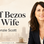 Professional portrait-style blog image of MacKenzie Scott with the text “Jeff Bezos Ex Wife” and “MacKenzie Scott,” designed for an informational article about her life, divorce, net worth, and philanthropy.