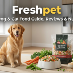 Freshpet fresh refrigerated dog food with a healthy dog and fresh ingredients